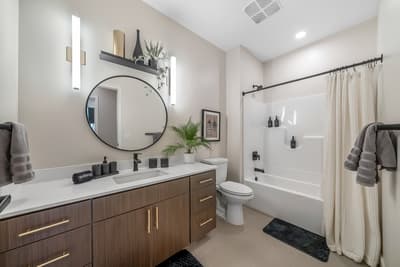 Unwind in your spa-like bathroom featuring modern finishes, elegant lighting, and thoughtful touches that create your perfect retreat.
