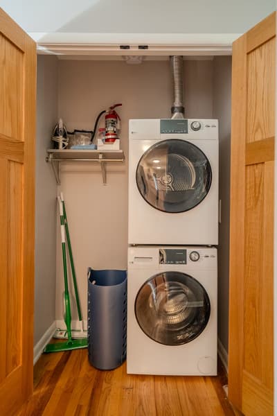 Your private laundry closet keeps you comfortable with full-size washer and dryer, plus storage for all your travel essentials.