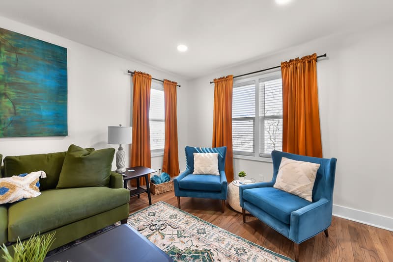 Retro Glam: Colorful Mid-Century Haven Apt 2